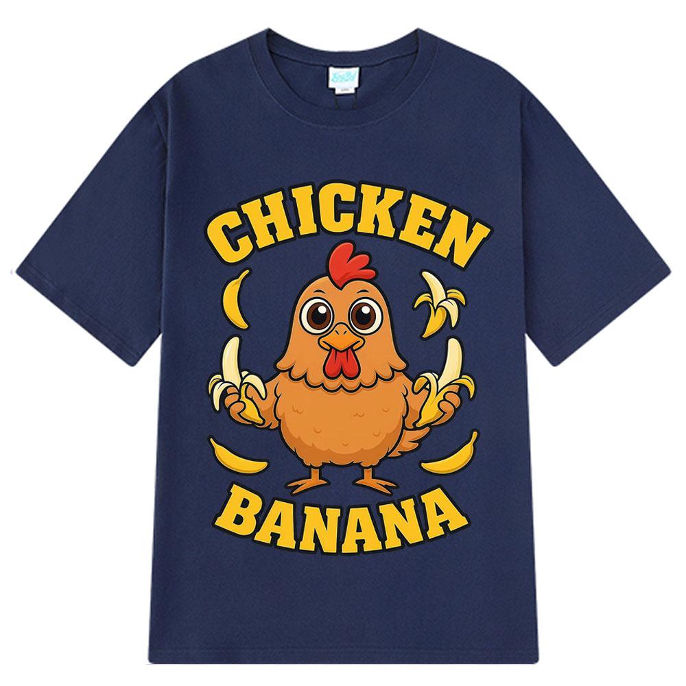 2025 Summer Chicken Banana TShirt Cute and Funny Animal Mashup Meme Tee Cotton Harajuku Unisex Loose Leisure Tshirts Y2k