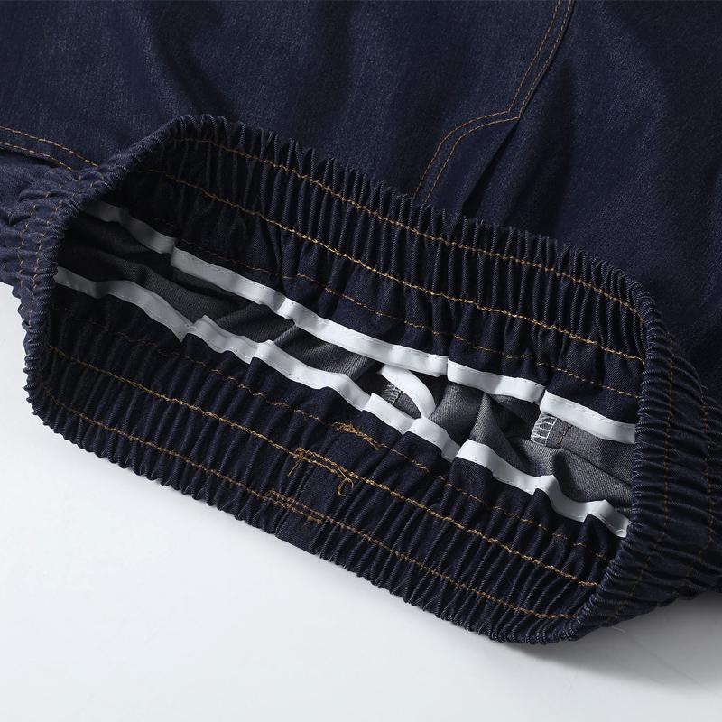 Pantaloni scurți denim de vară pentru bărbați, haine vintage, mărime plus, casual, cu talie elastică, pantaloni scurți