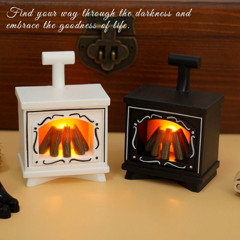 LED Retro Fireplace Candle Dollhouse Light - Simulated Flame Atmosphere Night Light