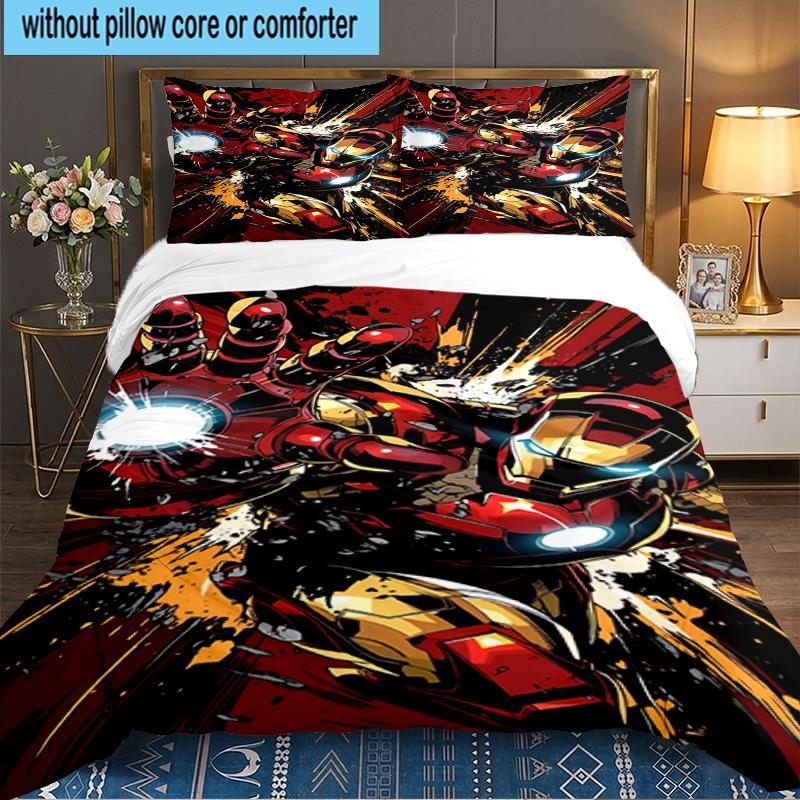 Iron In Action 3PCS Bedding set,Ideal for 1pc Duvet Cover And 2pcs Pillowcases Perfect for Fan gift,Ideal for Bedroom, Dormitory