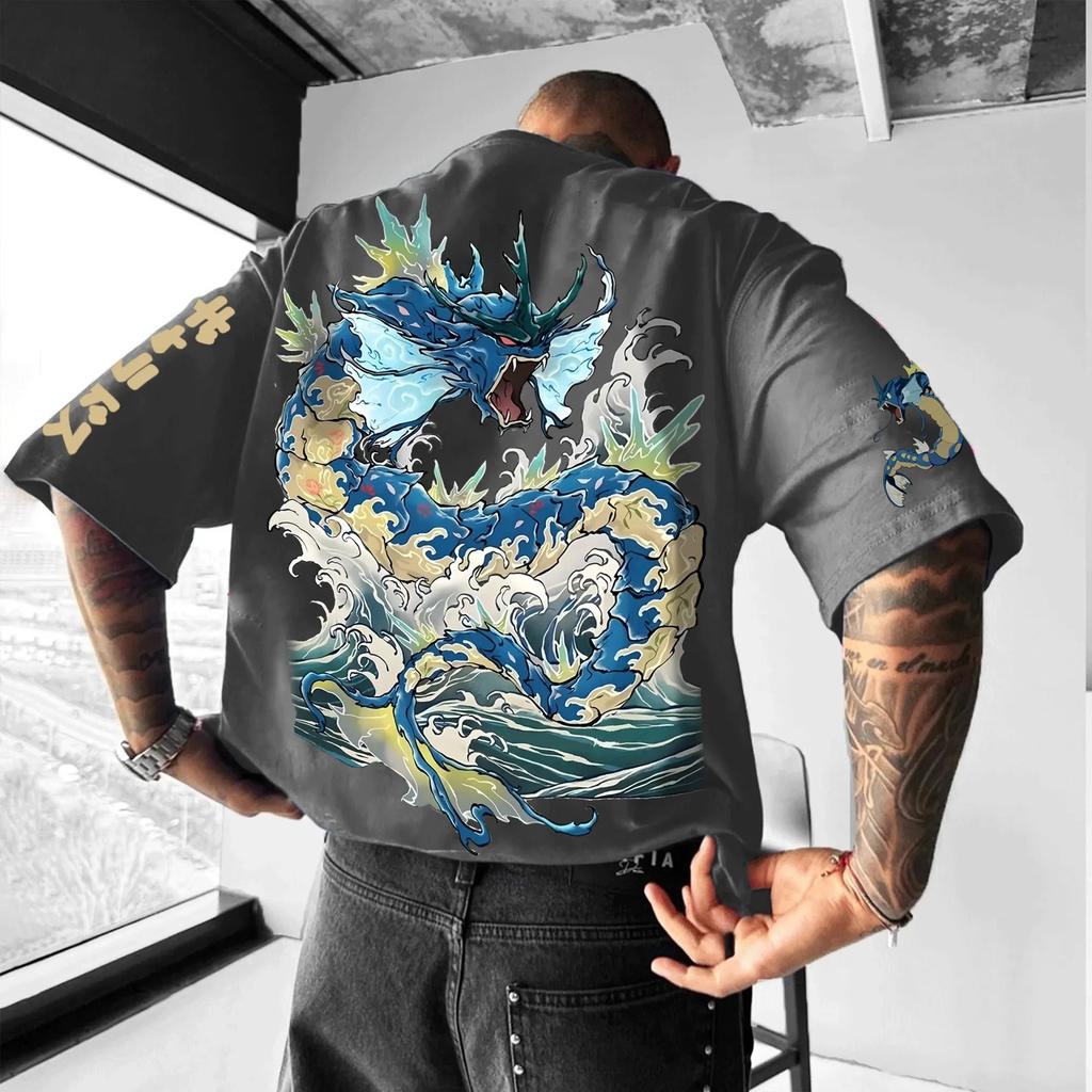 Pokémon Animatie Afgeleiden Gyarados Print Mannen en Vrouwen Zomer Mode Street T-shirt Hoodie Shorts En Trainingsbroeken