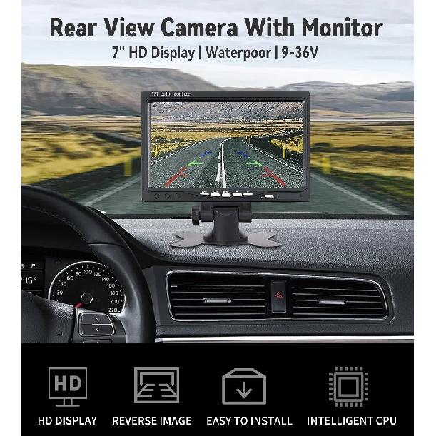 KTYDKP Car Rear View Camera For Truck Parking HD Monitor Trailer 9-36V LED Waterproof Camera with 7" Screen Easy Installation