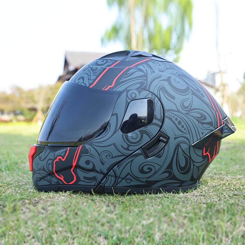 ORZ Flip Up Motorcycle Helmet Modular Full Face Dual Visor DOT Approved Street Bike Touring Crash Helmet