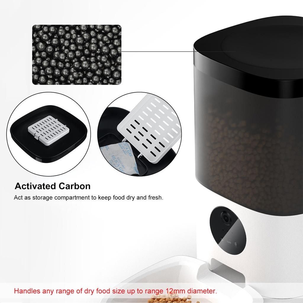 6L Food Dispenser Smart Automatic Visible Cover Pet Dog Cat Remote Control APP Timer Pet Feeder [Video/WiFi/Button Version]