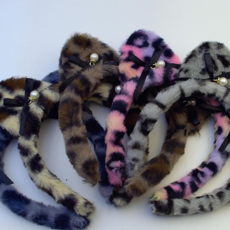 Faixa de Cabelo com Orelhas de Gato Estampa de Leopardo para Mulheres e Meninas Fantasia Aro de Cabelo Festival de Música Festa de Feriado Adereços de Maquiagem Faixa de Cabelo