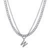 Titanium Steel Personalized Letter "W" Necklace - Double-layered and Layered with Sweater Chains. Stylish, Simple, Hip-hop, Cuban Style.
