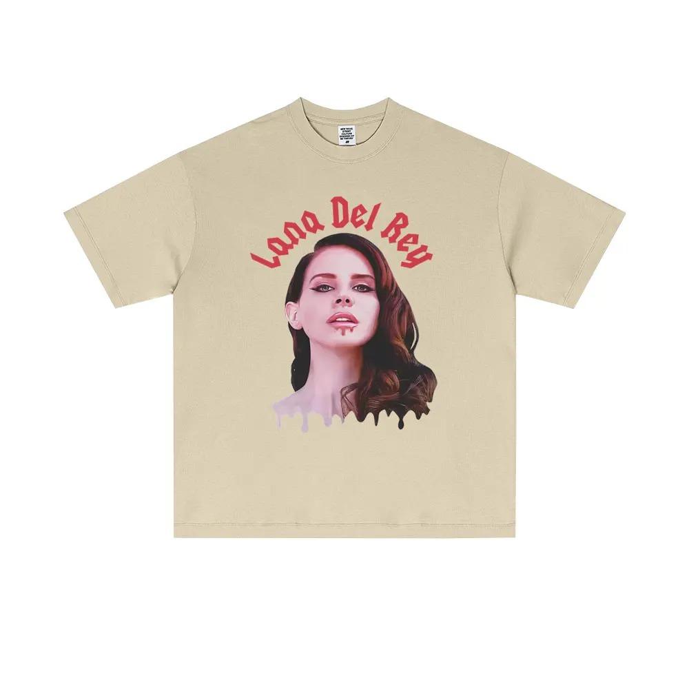 

Singer Lana Del Rey Portrait Graphic TShirt Unisex Casual Cotton Loose Short Sleeve TShirt Mens Fashion Vintage Street Style S