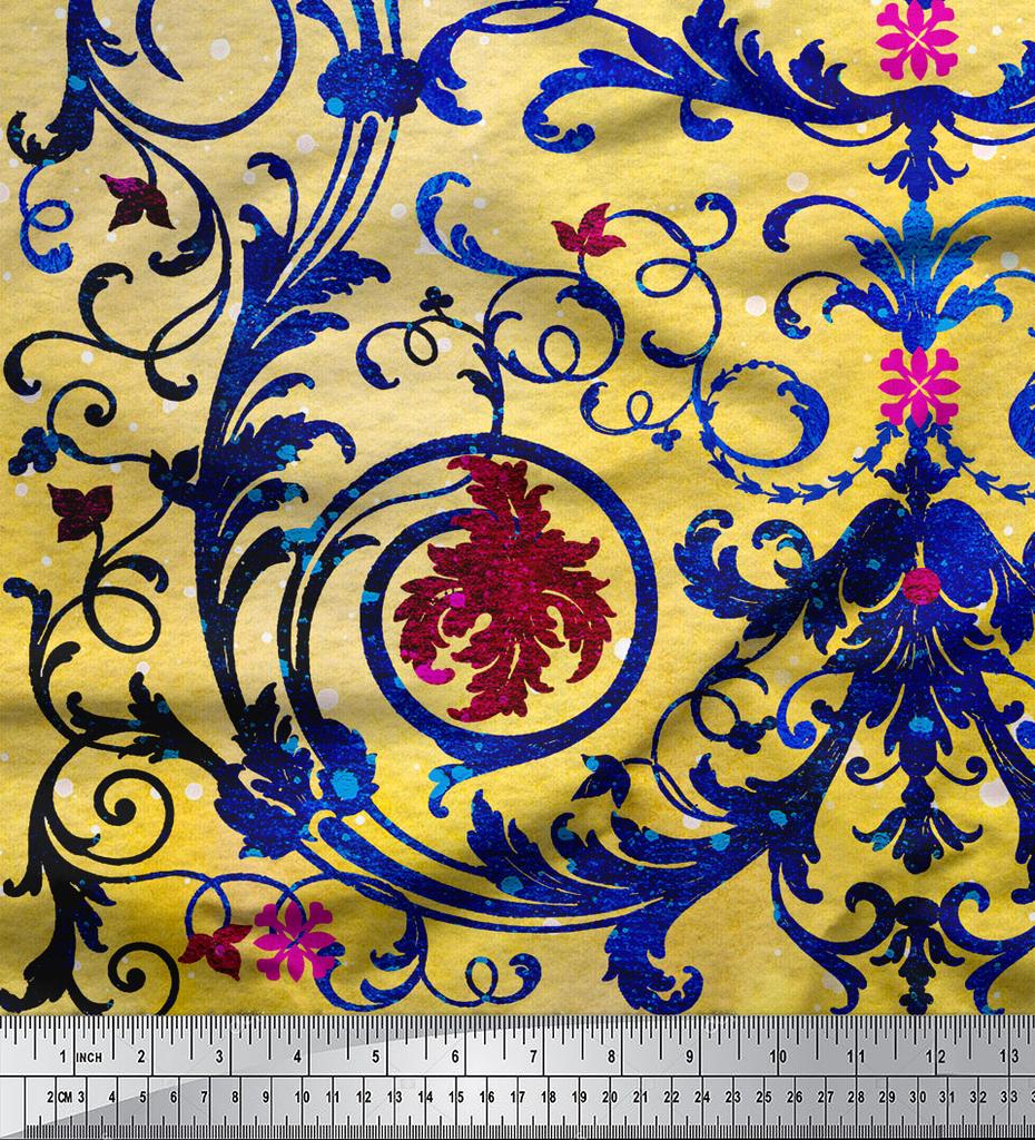 oneOone Cotton Flex Fabric Dot|Swirl & Floral Panel Print Fabric By The Yard 40 Inch