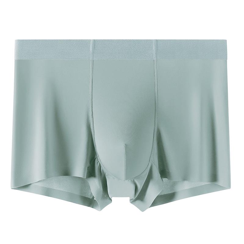 Men's Summer Ice Silk Seamless Underwear: Sweat-Absorbent, Breathable Boxer Shorts with 5A Antibacterial Protection, Solid Colors.