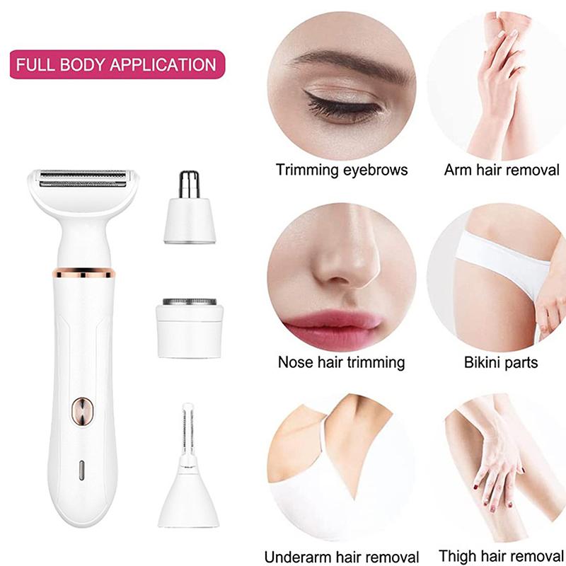 4In1 Electric Lady Shaver Body Hair Removal Epilator Painless Waterproof Cordless Trimmer Razor Gifts For Wome Rechargeable