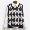 Women's Casual V-Neck Pullover Shirt Collision Color Sleeveless Sweater Vest