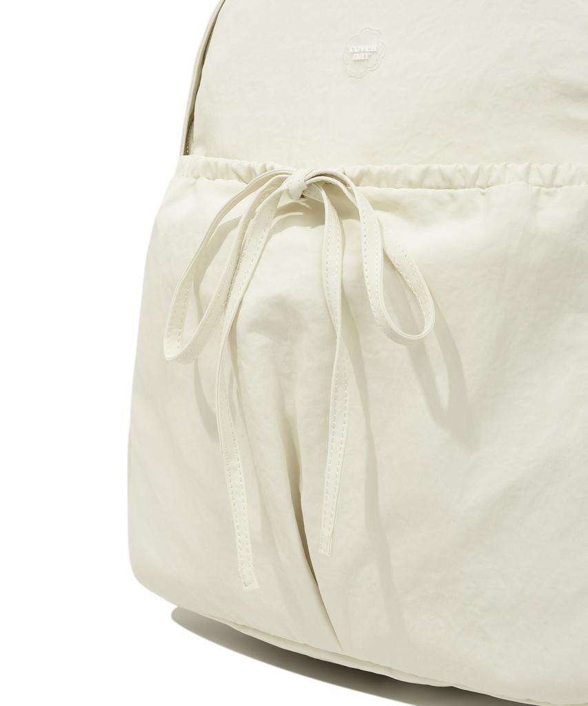 Covernat Woman Clover Heart Shirred Nylon Backpack Ivory
