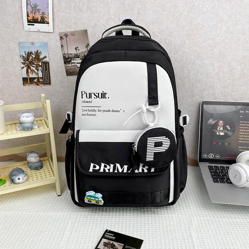 

Школьный рюкзак высокая ценность письмо на спине ученики средней школы досуг простой легкий уличный большая вместимость чёрный