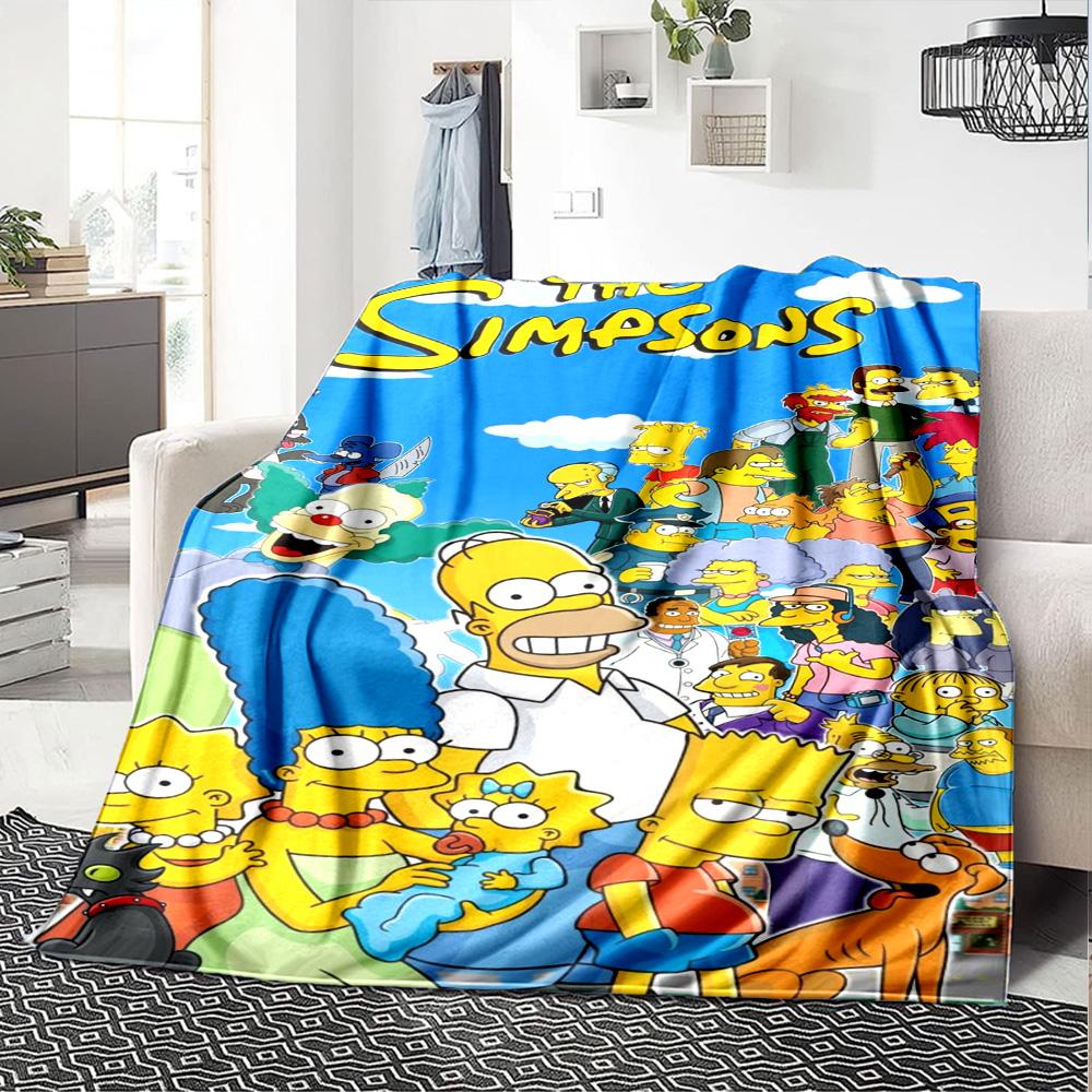 The Simpsons Print Flannel Blanket High Quality Warm Comfortable Cover for All Seasons Perfect for Gifts Home Decor