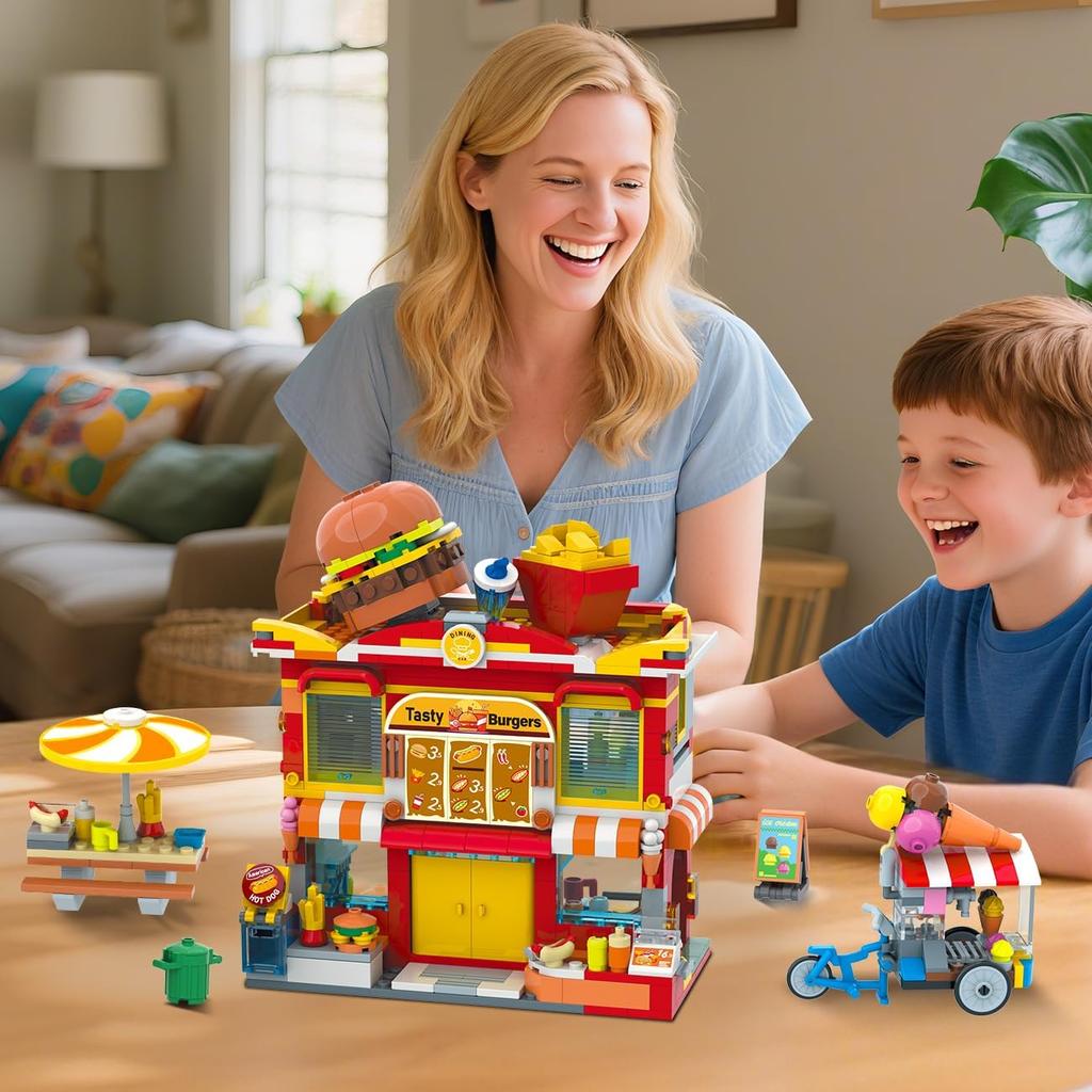 HOGOKIDS 2 in 1 City Burger Truck Shop House Kit