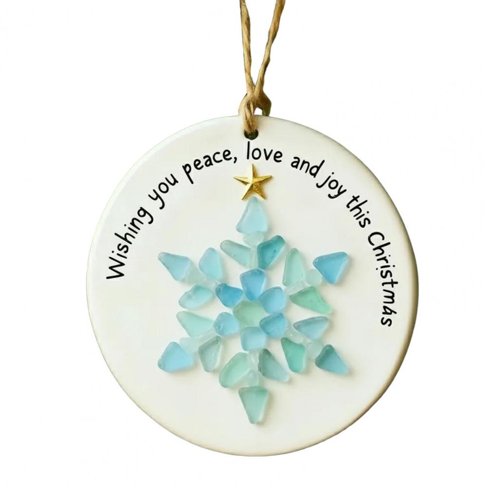 Light Texture Holiday Ornament Handcrafted Sea Glass Christmas Ornaments Santa Candy Cane Tree Gingerbread Coastal for Hanging