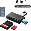 6 In 1 Type C Card Reader OTG USB TF Mirco SD Smart Memory Card Reader Adapter Micro For Mobile Phone Laptop Accessories Adapter