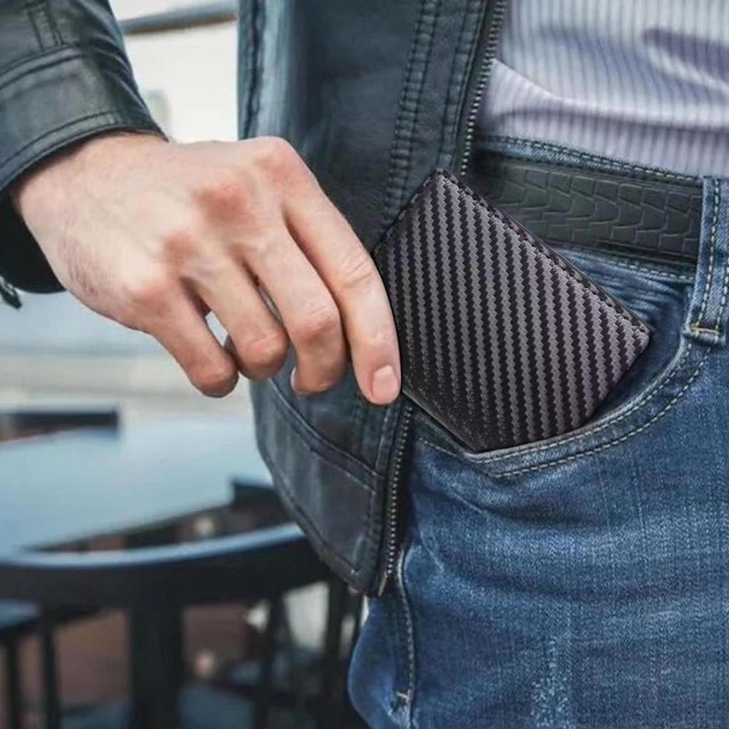 RFID Anti-Theft Men's Wallet: Ultra-Thin Carbon Fiber Multi-Card Holder