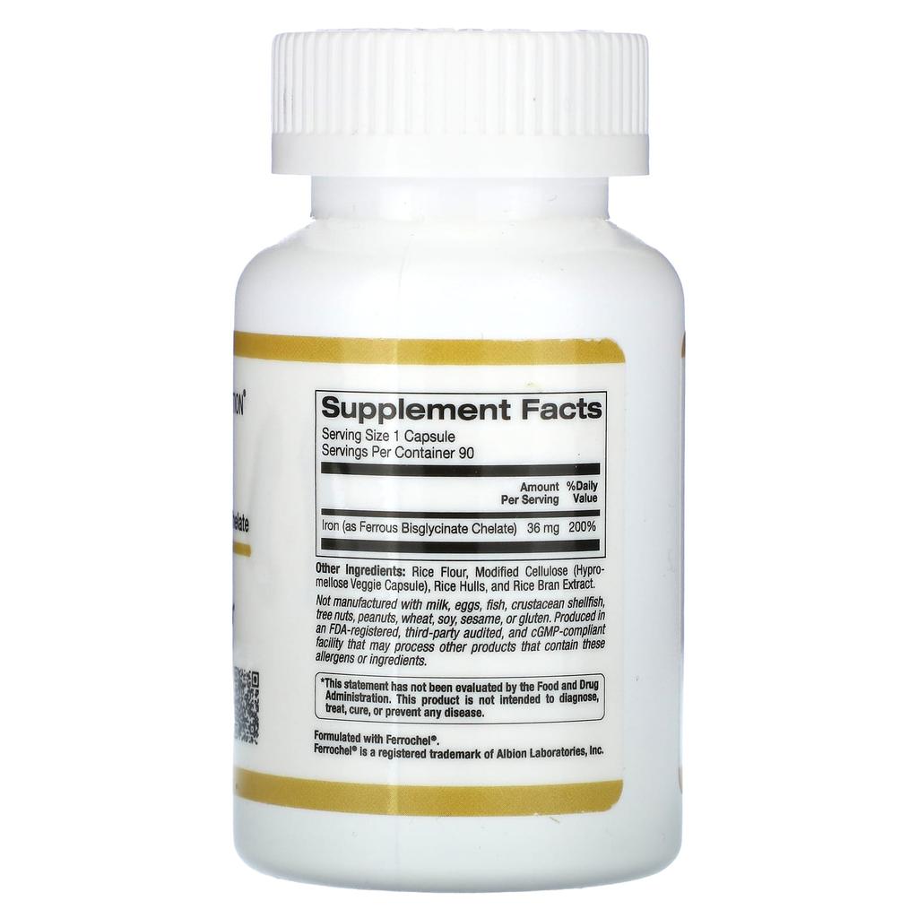 Ferrochel Iron (Bisglycinate), 36Mg, 90 Veggie Caps