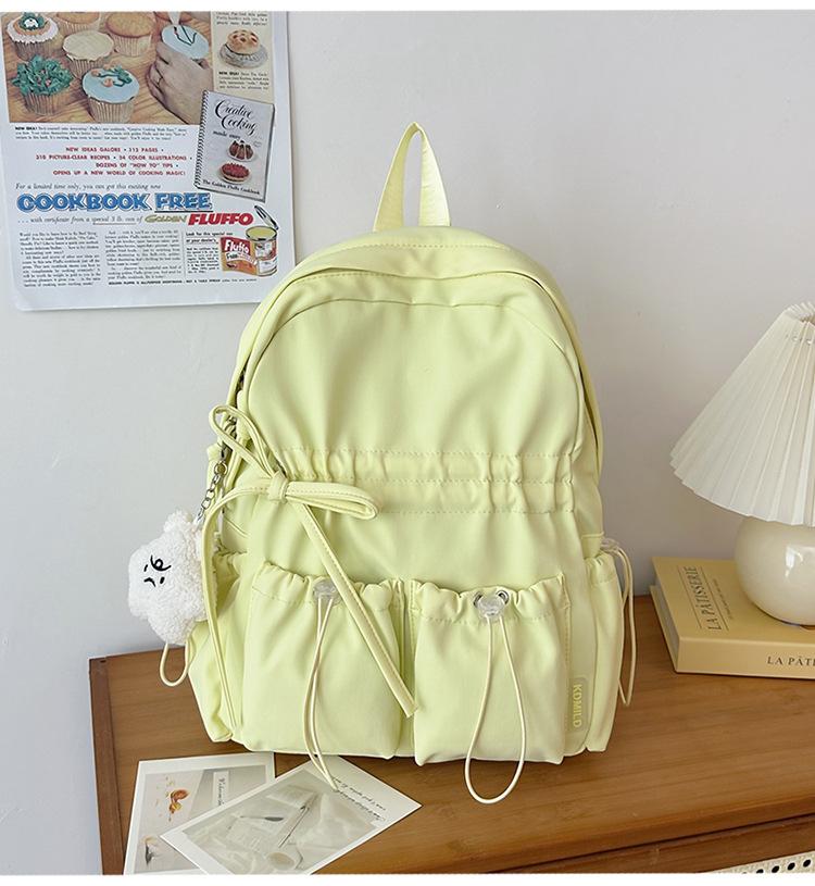 Schoolbag Niche Design Pleated Backpack Women Travel Lightweight Cute Bow Schoolbag Junior High School Girls College Student Backpack