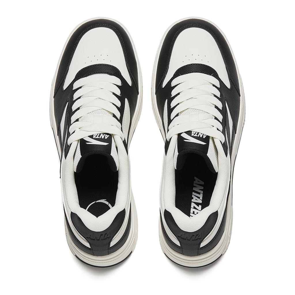 Anta Street Panda Sports Casual Height Increasing Wear Resistant Lightweight Non Slip Low Top Skate Shoes Men Sneakers White Black 912518007-5