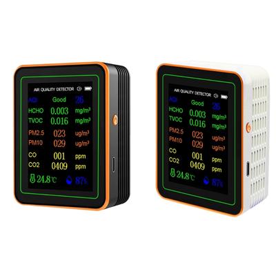Air Quality Pollution Meter HCHO TVOC CO CO2 PM2.5 PM10 Temperature Humidity Meter with Buzzers Tester Color Display