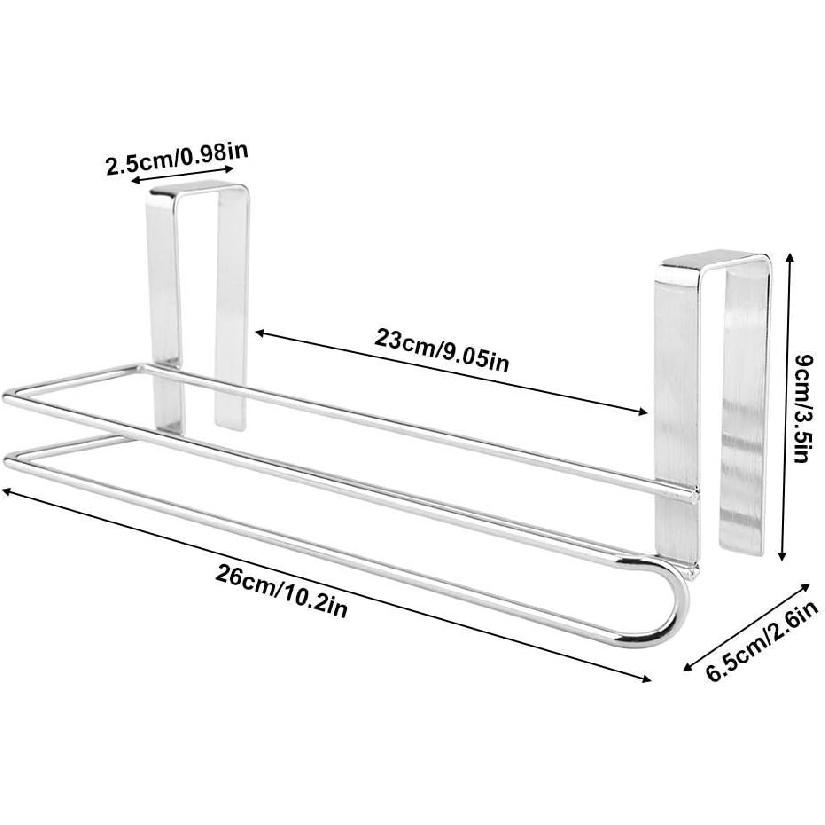 Sturdy and Durable Stainless Steel Kitchen Over Door Roll Paper Holder Paper Towel Rack Hanger