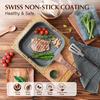 Nonstick Grill Pan for Stove Tops, Versatile Griddle with Pour Spouts, Square Big Cooking Surface, Durable Skillet