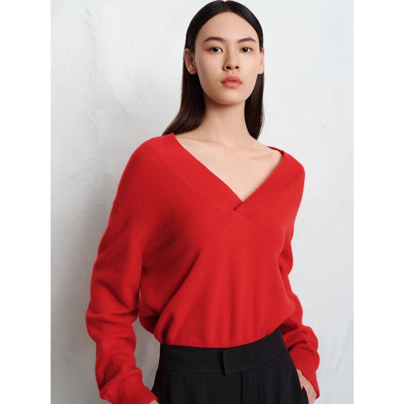 JUZUI Women's V-Neck Wool Pullover Sweater