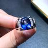 Sace Gems Inele cu topaz albastru tanzanit de 10*12 mm pentru bărbat, argint 925, petrecere de nuntă, festival de bijuterii fine
