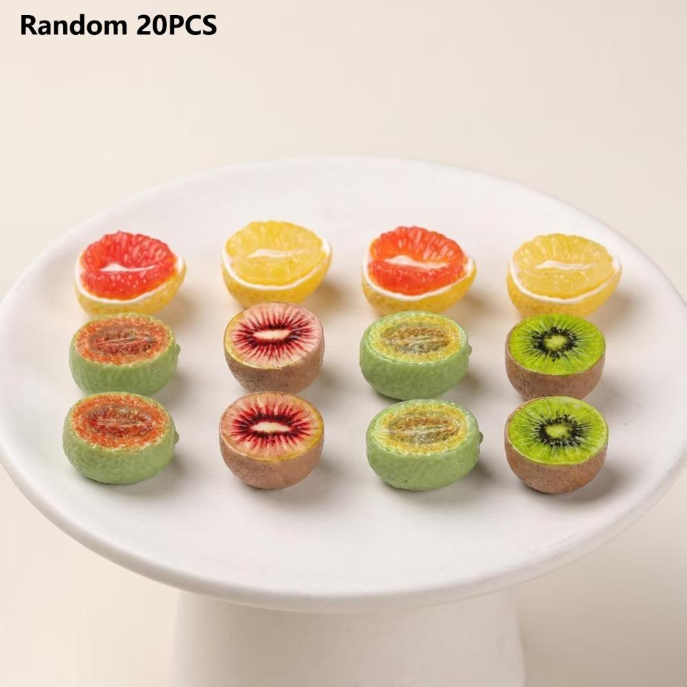 20PCS Half Cut Mini Fruit Models Mini Size Micro Food Keychain Simulated Fruit Charm For Doll House Random 20PCS