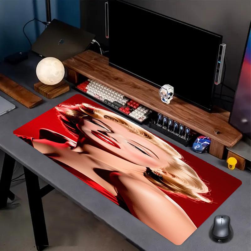 Marilyn Monroe Print Mouse Pad, Anti‑Slip Desktop Keyboard Mat, for PC Laptop Gaming Working Daily Use, Cool Festival Surprise Gift