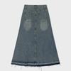 MOAA Raw Hem Denim Midi Skirt (Washed Jean)