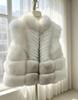Fox hair car strip inlaid leather double dyeing process stand-up collar fur vest fur jacket women | wrong falling snow hill
