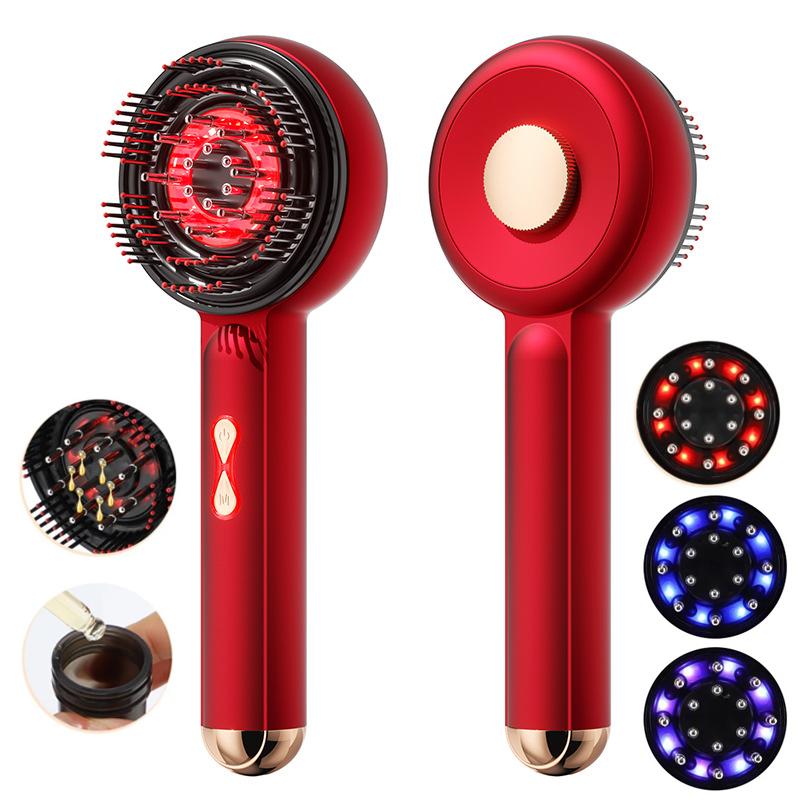 Electric Scalp Massager Comb Hair Growth Therapy Micro-Current Relaxation Red & Blue Light Treatment Oil Delivery Anti-Hair Loss