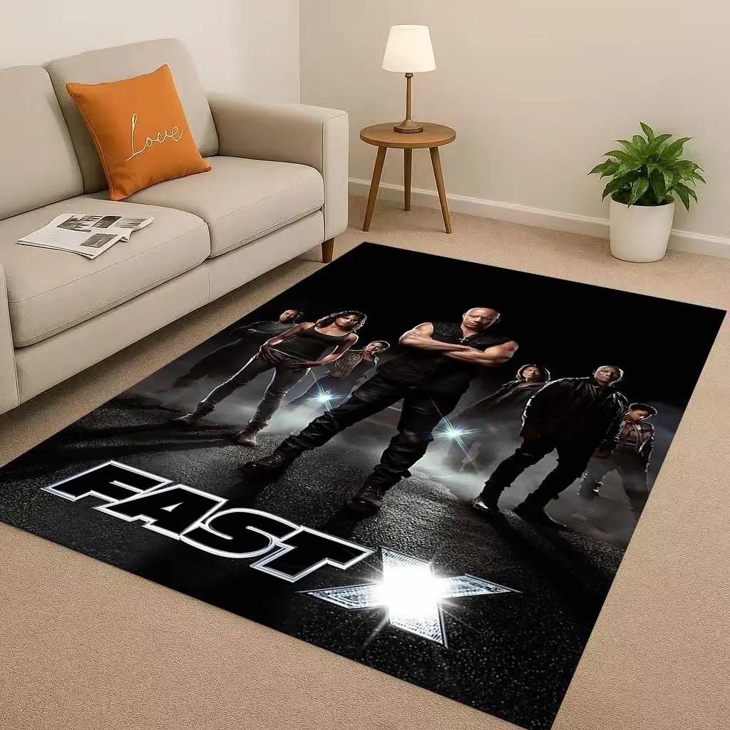HD Fast F-Furious Vin Diesel Racing Car Living Room Non-Slip Area Rug Carpet for Bedroom Playroom Sofa,Easy Clean Home Doormat