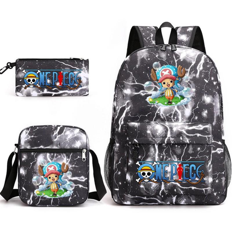 One Piece Anime Backpack Kids School Use Large Capacity Oxford Fabric Dual Shoulder Bag With Padded Straps