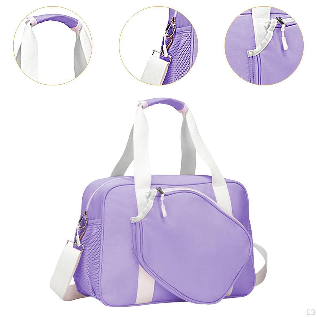 Pickleball Bag for Women Detachable Adjustable Shoulder Strap Versatile Crossbody with Paddle Holder