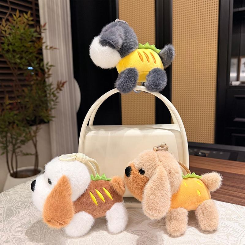 Sausage Dog Plush Doll Keychain Cute Dachshund Backpack Pendant Soft Toy Bag Charm for Kids Girls Gift Decor