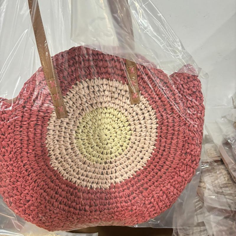Single Shoulder Round Straw Bag Straw Bag New Hand-woven Bag Women's Large-capacity Casual Women's Bag Vacation Beach Bag