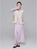 2026 Spring Chinese Style High-Waisted Silky Satin A-Line Maxi Skirt