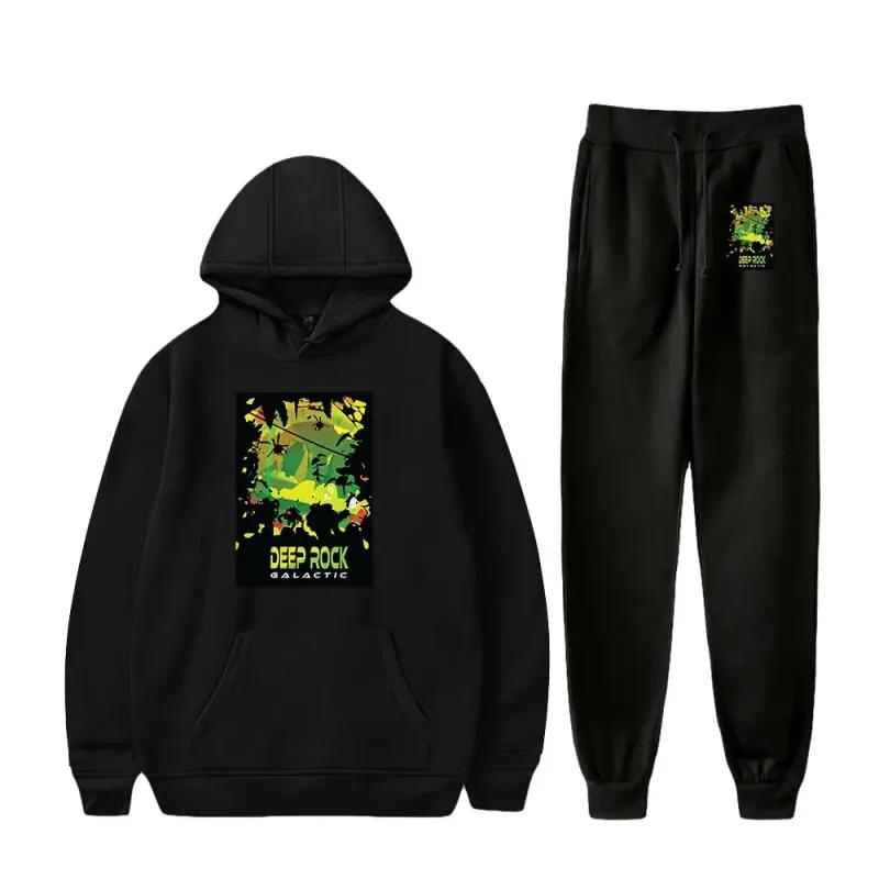 Deep Rock Galactic Casual träningsoverall 2-delads set huvtröja + byxor kostym Sportkläder Streetwear Casual joggingkläder