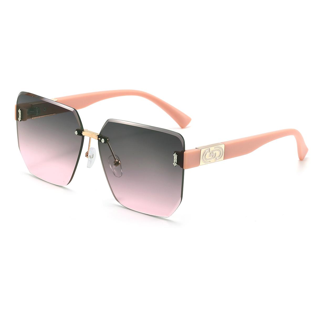 

Womens Frameless Oversized Fashion UV Protection Sunglasses Trendy Unique Style Sun Glasses for Women розовый
