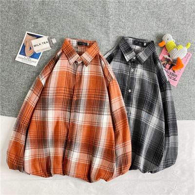 Fashionable Retro Men's Plaid Long Sleeve Cardigan Shirt - Hong Kong Style Casual Lapel Top
