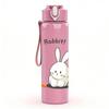 1PC White Little Rabbit Cute Print 750ml Color Plastic Sports Water Bottle Leakproof Flip Straw Lid Suitable for Sports Office Home Use
