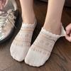 Summer Lightweight Boat Socks for Women - Floral Pattern Invisible Socks, Breathable Mesh Net Short Socks, Anti-slip Socks