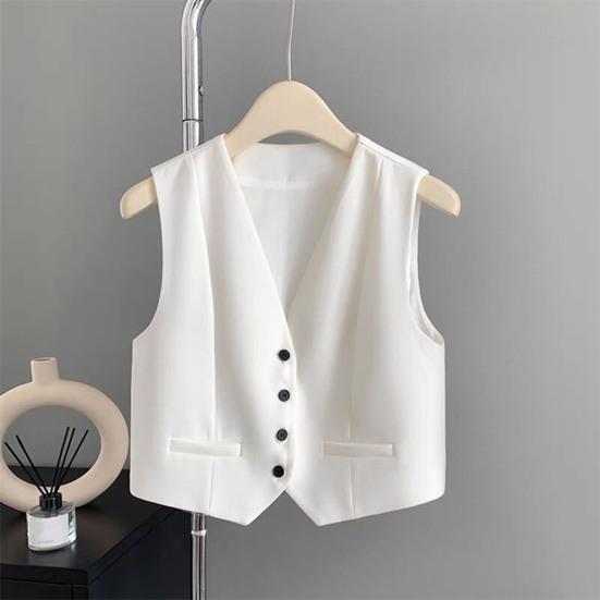 Dámská vesta Vintage bez rukávů Elegantní oblek Ležérní zapínání na knoflíky Výstřih do V Tuxedo vesta pro každodenní nošení Kancelář Rande Ulice