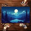 Neon Mountain Forest Moon Landscape Game Play Mat Smooth Thick Rubber Base For Card Tabletop Gaming And Computer Desk Setup