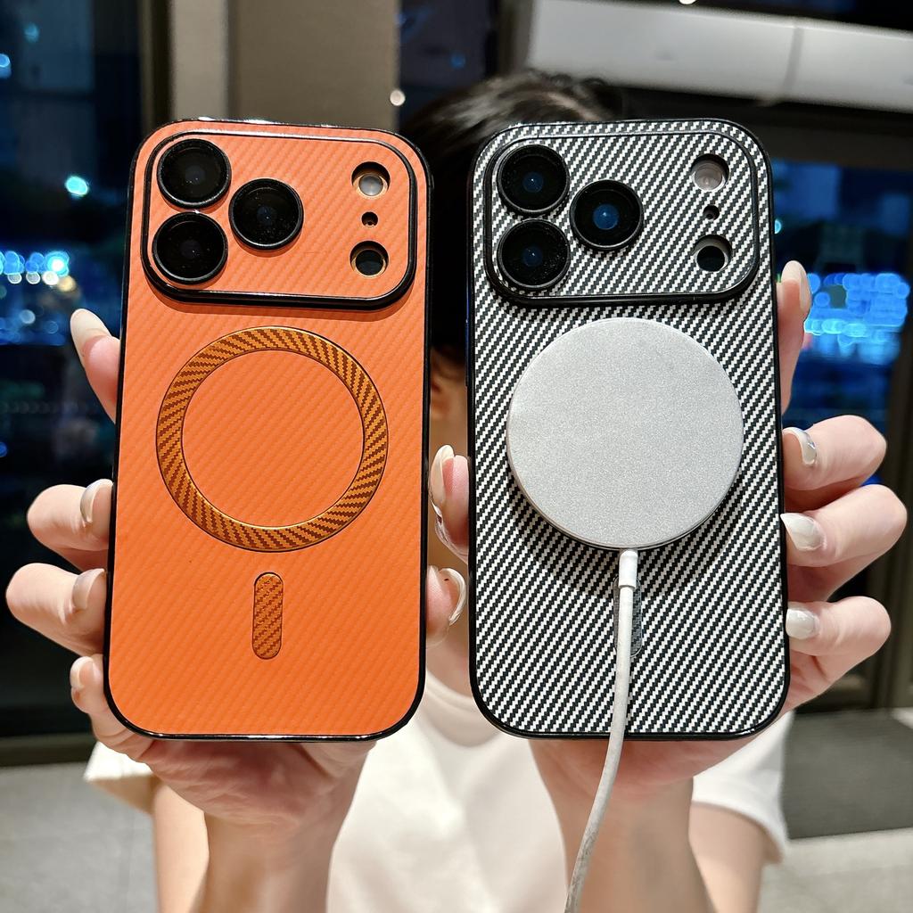 17 Applicable to iphone16pm side sticker large window carbon fiber magnetic suction 15plus apple 14 anti-drop 13 mobile phone case