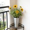 10.2 Inch Galvanized Tin Flower Bucket - Flower Buckets For Flower Bar With Handles, Metal Flower Vase For Home & Garden Table Centerpiece Decor